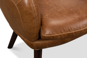 Sarreid Sinclair Arm Chair - Luxurious Cuba Brown Leather With Sturdy Wood Frame For Elegant Living Spaces Brown  29757