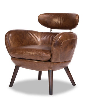 Sarreid Sinclair Arm Chair - Luxurious Cuba Brown Leather With Sturdy Wood Frame For Elegant Living Spaces Brown  29757