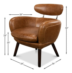 Sarreid Sinclair Arm Chair - Luxurious Cuba Brown Leather With Sturdy Wood Frame For Elegant Living Spaces Brown  29757