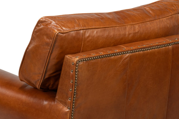Sarreid Papa's Chair - Vintage Havana Leather With Elegant Nailhead Trim For A Timeless Home Accent Brown  29761