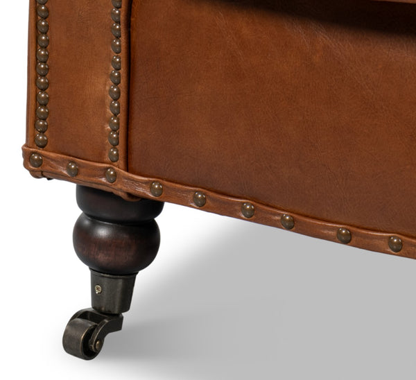 Sarreid Papa's Chair - Vintage Havana Leather With Elegant Nailhead Trim For A Timeless Home Accent Brown  29761