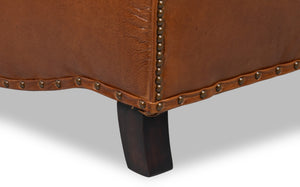 Sarreid Papa's Chair - Vintage Havana Leather With Elegant Nailhead Trim For A Timeless Home Accent Brown  29761
