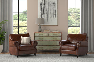 Sarreid Papa's Chair - Vintage Havana Leather With Elegant Nailhead Trim For A Timeless Home Accent Brown  29761