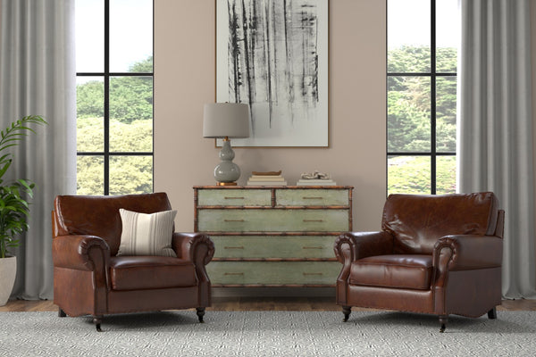 Sarreid Papa's Chair - Vintage Havana Leather With Elegant Nailhead Trim For A Timeless Home Accent Brown  29761