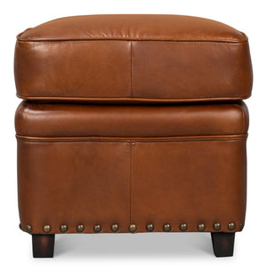 Sarreid Papa's Ottoman - Exquisite Vintage Havana Leather With Durable Wood Frame For Timeless Elegance Brown  29763