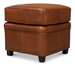 Sarreid Papa's Ottoman - Exquisite Vintage Havana Leather With Durable Wood Frame For Timeless Elegance Brown  29763