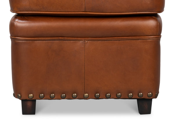Sarreid Papa's Ottoman - Exquisite Vintage Havana Leather With Durable Wood Frame For Timeless Elegance Brown  29763