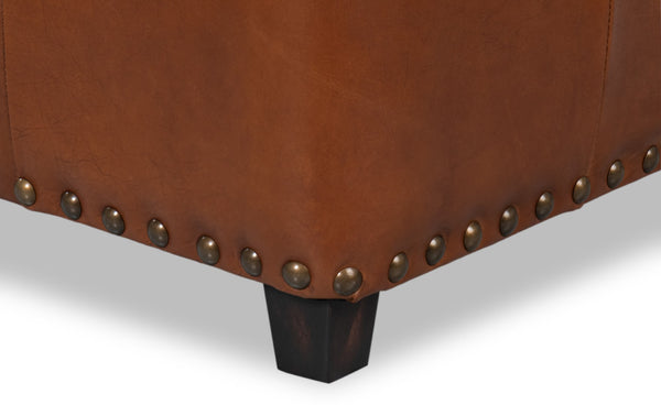 Sarreid Papa's Ottoman - Exquisite Vintage Havana Leather With Durable Wood Frame For Timeless Elegance Brown  29763
