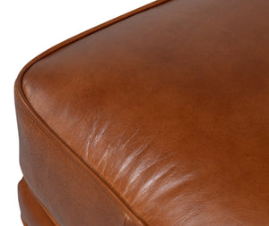 Sarreid Papa's Ottoman - Exquisite Vintage Havana Leather With Durable Wood Frame For Timeless Elegance Brown  29763