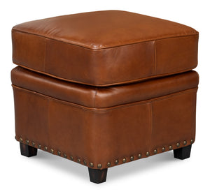 Sarreid Papa's Ottoman - Exquisite Vintage Havana Leather With Durable Wood Frame For Timeless Elegance Brown  29763
