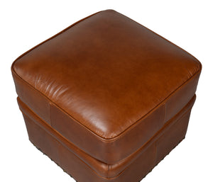Sarreid Papa's Ottoman - Exquisite Vintage Havana Leather With Durable Wood Frame For Timeless Elegance Brown  29763