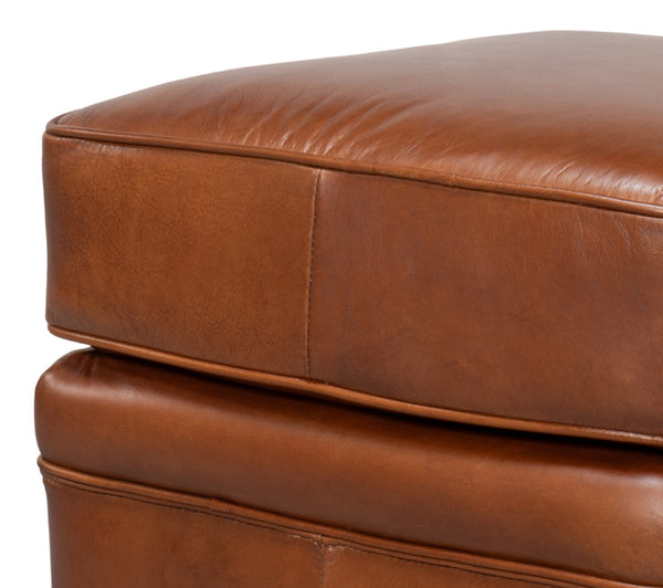Sarreid Papa's Ottoman - Exquisite Vintage Havana Leather With Durable Wood Frame For Timeless Elegance Brown  29763