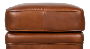 Sarreid Papa's Ottoman - Exquisite Vintage Havana Leather With Durable Wood Frame For Timeless Elegance Brown  29763