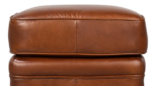 Sarreid Papa's Ottoman - Exquisite Vintage Havana Leather With Durable Wood Frame For Timeless Elegance Brown  29763