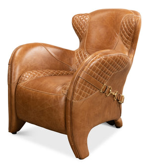 Sarreid Hera Arm Chair - Elegant Design With Top Grain Cuba Brown Leather And Durable Fabricated Frame Brown  29765