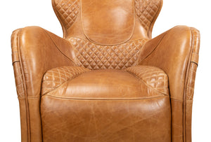 Sarreid Hera Arm Chair - Elegant Design With Top Grain Cuba Brown Leather And Durable Fabricated Frame Brown  29765