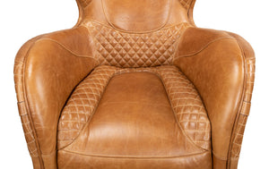 Sarreid Hera Arm Chair - Elegant Design With Top Grain Cuba Brown Leather And Durable Fabricated Frame Brown  29765