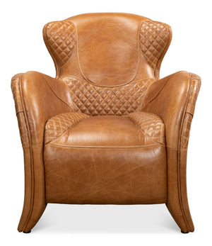 Sarreid Hera Arm Chair - Elegant Design With Top Grain Cuba Brown Leather And Durable Fabricated Frame Brown  29765