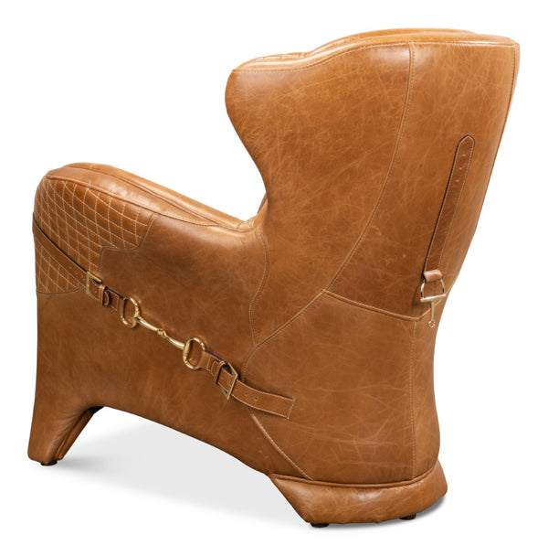Sarreid Hera Arm Chair - Elegant Design With Top Grain Cuba Brown Leather And Durable Fabricated Frame Brown  29765