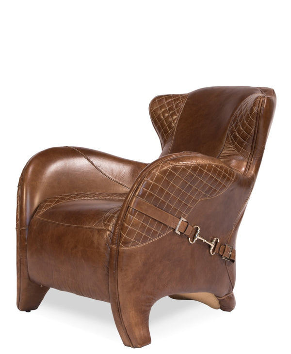 Sarreid Hera Arm Chair - Elegant Design With Top Grain Cuba Brown Leather And Durable Fabricated Frame Brown  29765