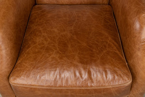Sarreid Baker Arm Chair - Luxurious Cuba Brown Leather With Elegant Wood Accents For Timeless Comfort Brown  29766