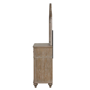 English Elm Simple Contemporary Chest of Drawers with Solid Wood Veneer, Felt-Lined Top Drawer & Metal Handles Oak,Rustic 22 L x 67 W x 39 H B2741P357505