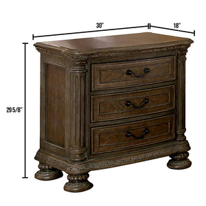 English Elm Traditional Bolingbrook 3-Drawer Nightstand with Framed Detail, Pine Veneer Finish, Knob Hardware Natural,Rustic 34 L x 22 W x 32 H B011P233657