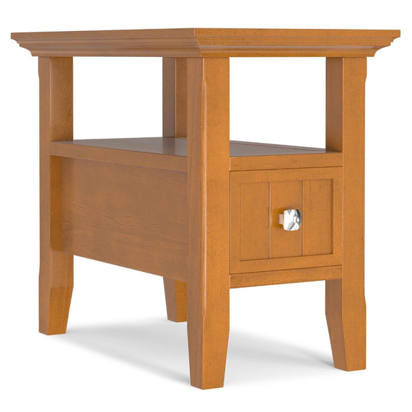 English Elm Acadian Solid Pine Narrow End Table with Drawer and Shelf for Small Spaces B136P419896