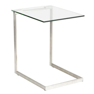 English Elm Zenn Floating Glass End Table Brushed Steel Frame Modern Living Room Accent B202P223406