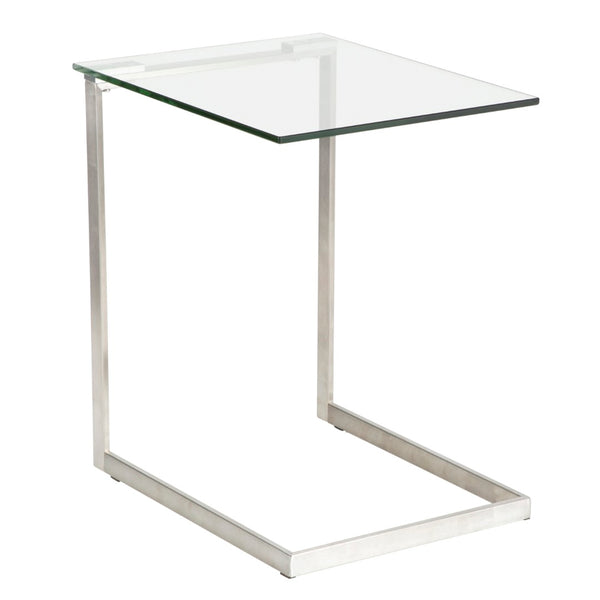 English Elm Zenn Floating Glass End Table Brushed Steel Frame Modern Living Room Accent B202P223406
