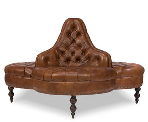 Sarreid Lobby Sofa - Luxurious Brown Leather Seating With Durable Rubber Wood Frame For Stylish Interiors Brown  29772