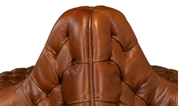 Sarreid Lobby Sofa - Luxurious Brown Leather Seating With Durable Rubber Wood Frame For Stylish Interiors Brown  29772