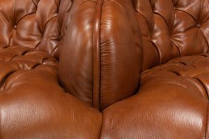 Sarreid Lobby Sofa - Luxurious Brown Leather Seating With Durable Rubber Wood Frame For Stylish Interiors Brown  29772