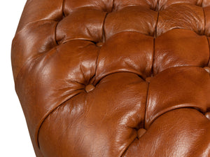 Sarreid Lobby Sofa - Luxurious Brown Leather Seating With Durable Rubber Wood Frame For Stylish Interiors Brown  29772