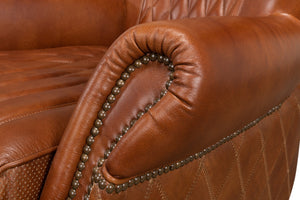Sarreid Bugatti Arm Chair - Luxurious Brown Leather With Elegant Nailhead Trim And Sturdy Wooden Frame Brown  29773