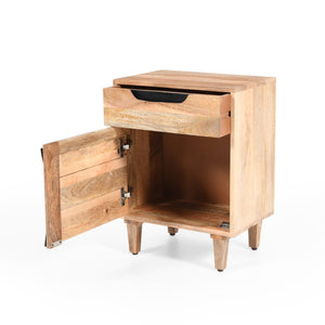 English Elm Christopher Knight Home® - Natural Solid Mango Wood Nightstand with 1 Drawer, Minimal Cutout Handles, Handcrafted Modern Finish N758P194740X