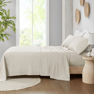 JLA Home Madison Park - Deep Organic Cotton Sheet Set 300TC Sateen — Ultra-Soft Breathable Deep-Pocket Fit to 18" (OEKO-TEX) Ivory MP20-8254