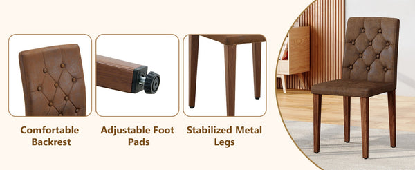 English Elm 4-piece Brown Suede Dining Chair Set with Tufted Back and Walnut Metal Legs W1151P361169
