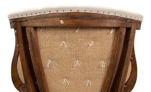 Sarreid Welsh Chair - Luxurious Cuba Brown Leather With Elegant Wood, Linen, And Burlap Accents For Style Brown  29780