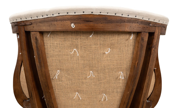 Sarreid Welsh Chair - Luxurious Cuba Brown Leather With Elegant Wood, Linen, And Burlap Accents For Style Brown  29780