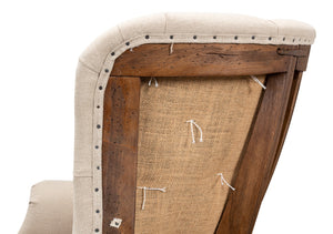 Sarreid Welsh Chair - Luxurious Cuba Brown Leather With Elegant Wood, Linen, And Burlap Accents For Style Brown  29780