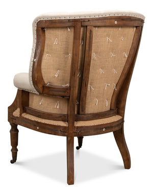 Sarreid Welsh Chair - Luxurious Cuba Brown Leather With Elegant Wood, Linen, And Burlap Accents For Style Brown  29780