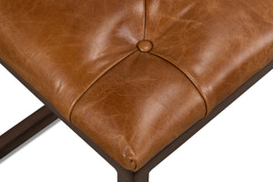 Sarreid Cologne Brown Leather Long Stool - Stylish Metal Frame For Modern Decor & Comfortable Seating Tan  29785