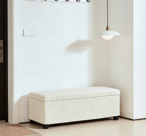 English Elm End of Bed Storage Bench Ribbed Corduroy Upholstered Lift Top with 22 Gallon Cavity T3971P431156