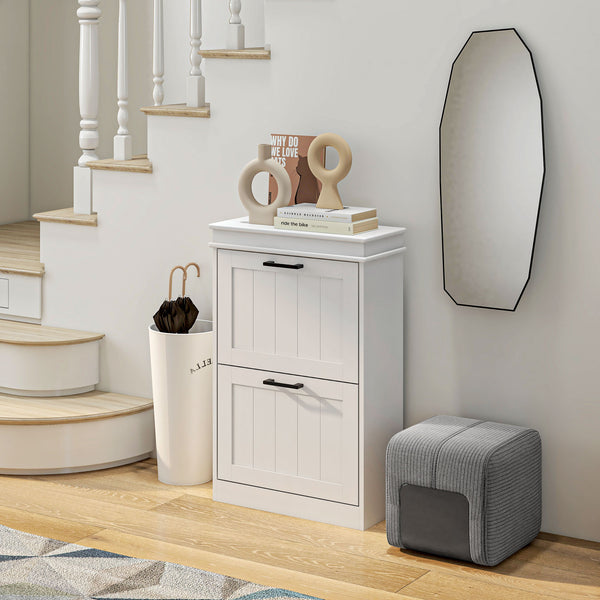 English Elm Homcom Modern Shoe Cabinet With Adjustable Shelves, 2 Flip Drawers & Space-Saving Design For 10 Pairs W2225P229387