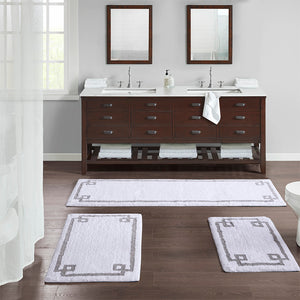 Madison Park Evan Transitional Cotton Tufted Bath Rug 24x40 MP72-7333 White