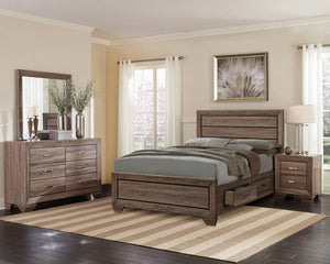 English Elm Carina Queen Bedroom Set Grey Oak Paneled Headboard Nickel Hardware Five Piece Taupe B062S00763