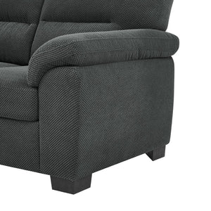 English Elm 3-seater Track Arm Sofa Tufted Textured Fabric Couch for Modern Living Rooms Dark Gray W5568S00009