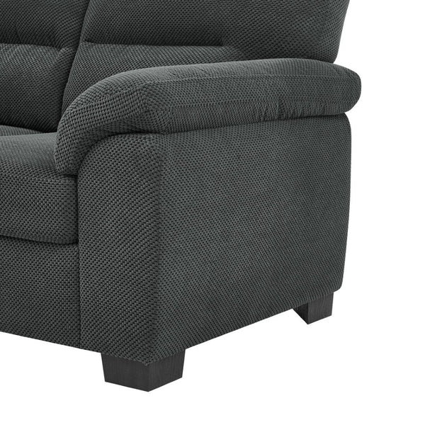 English Elm 3-seater Track Arm Sofa Tufted Textured Fabric Couch for Modern Living Rooms Dark Gray W5568S00009