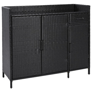 English Elm K&k Outdoor Wicker Bar Cabinet with Tempered Glass Top Adjustable Shelving and Drawer Black Brown N707P233745B